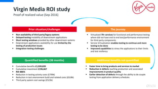 Virgin Media ROI study
12
Proof of realized value (Sep 2016)
Prior situation/challenges
 Non-availability of third party/...