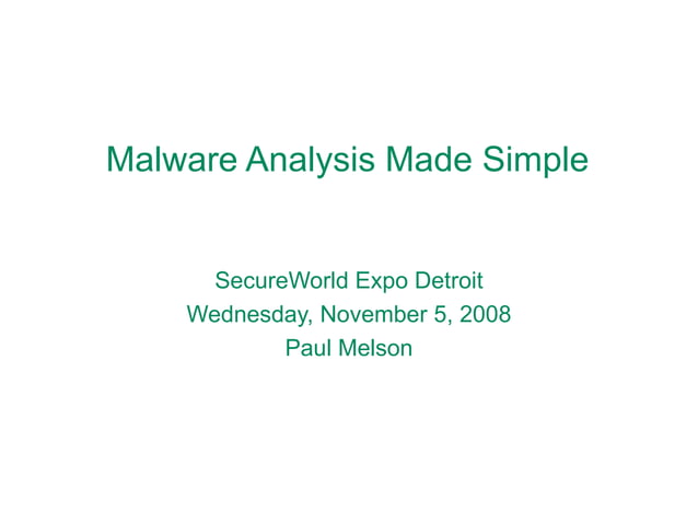 Malware Analysis Made Simple | PPT