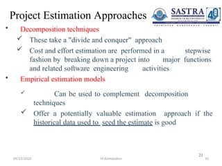 Comprehensive Estimation Techniques for Software Project Management | PPTX