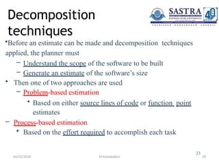 Comprehensive Estimation Techniques for Software Project Management | PPTX