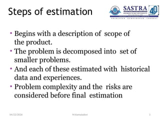 Comprehensive Estimation Techniques for Software Project Management | PPTX