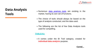 SW-Popular statistical data analysis tools and techniques used in ...
