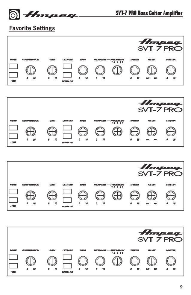 Ampeg Svt 7 Pro User Manual Ampeg Svt 7 Pro User Manual