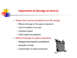 Storage Separation Comprehensive Solid Waste Management: Handling, Collection, and ...