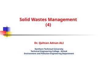 Comprehensive Solid Waste Management and Energy Analysis Techniques | PPT