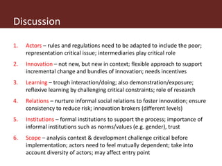 Operationalizing inclusive innovation: Lessons from innovation platforms in livestock value chains in India and Mozambique