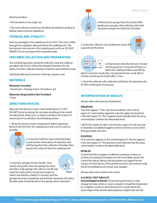 Swab Cube Oral Swab Drug Testing Kit Product Insert