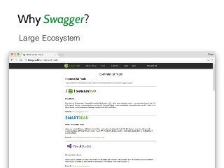 Why Swagger?
Large Ecosystem
 