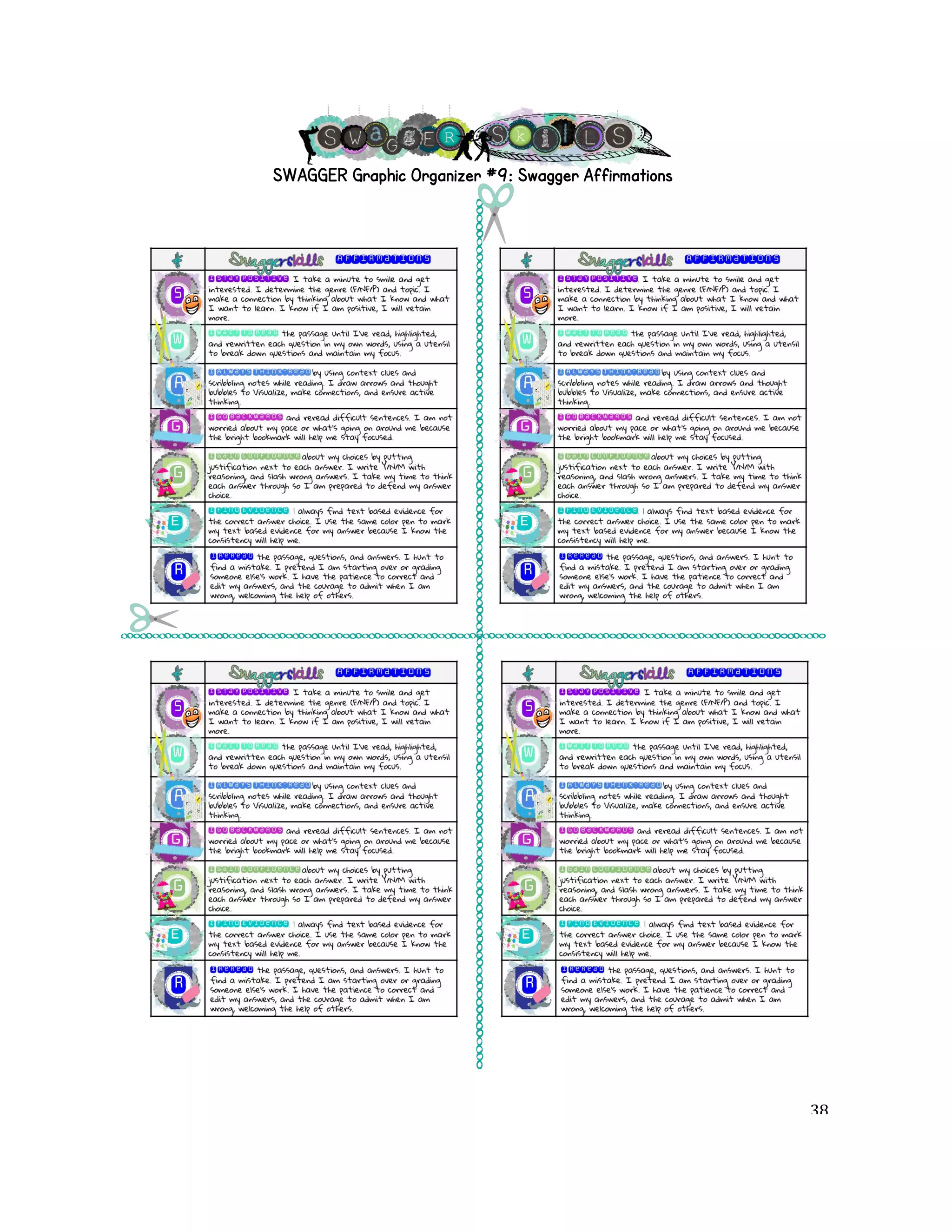 SWAGGER Graphic Organizer #9: Swagger Affirmations! 
! 38! 
 