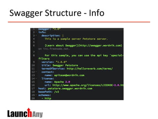 Swagger	
  Structure	
  -­‐	
  Info	
  
 