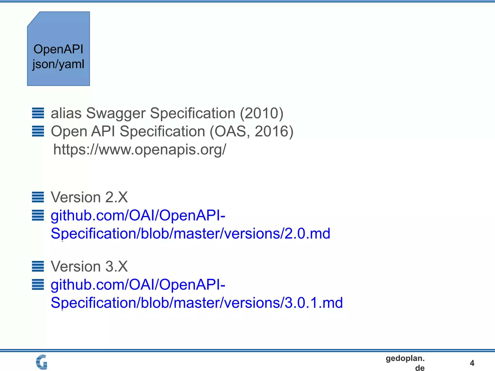 4
gedoplan.
de
OpenAPI
json/yaml
 