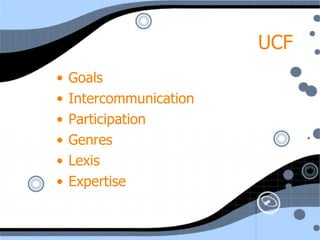 UCF Goals Intercommunication Participation Genres  Lexis Expertise 