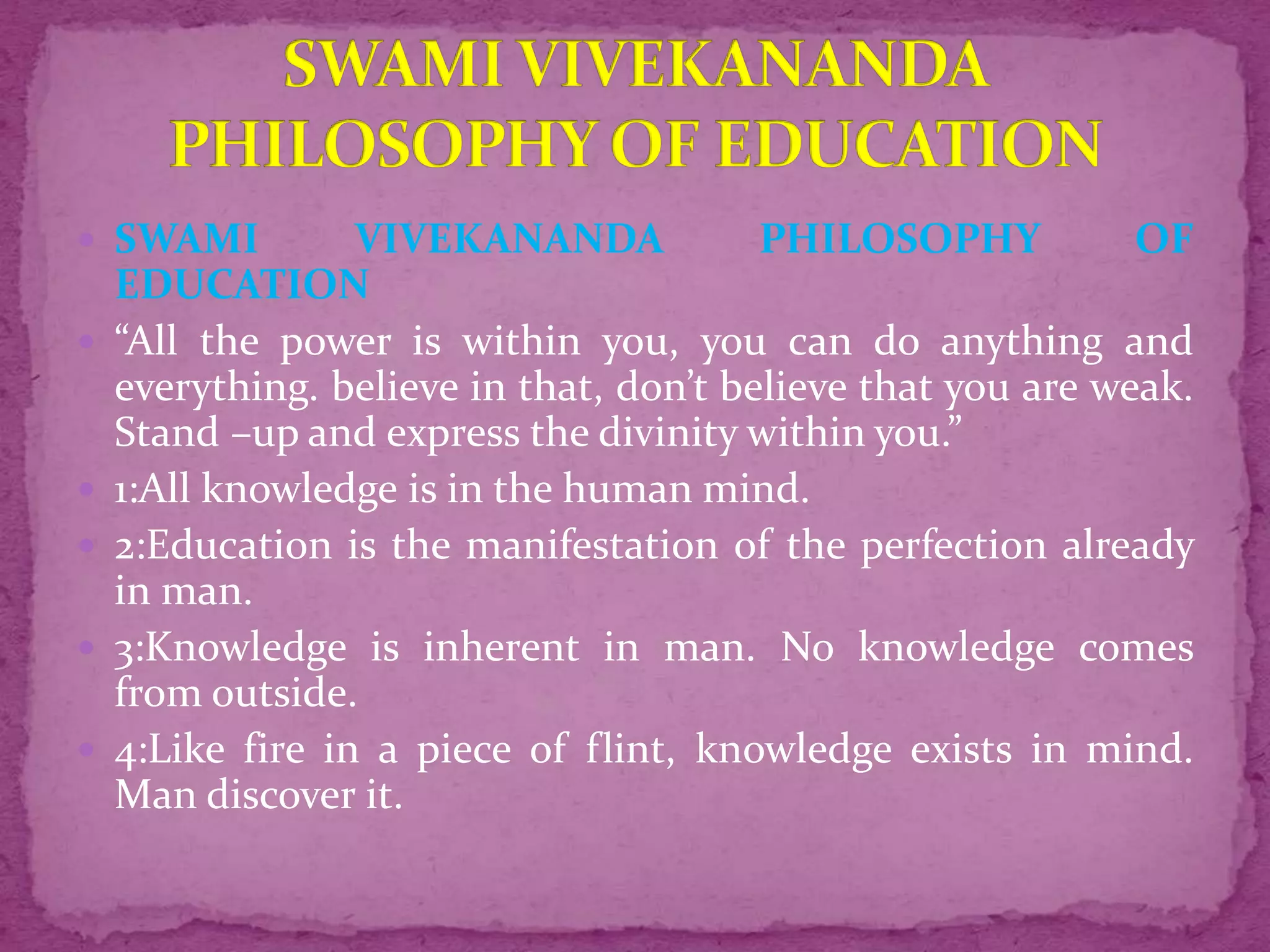 EDUCATIONAL THINKERS & CONTRIBUTION Swami vivekananda PPTX