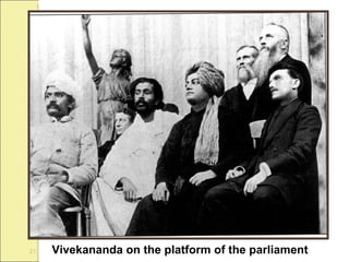 Vivekananda on the platform of the parliament 