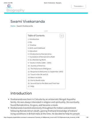 Swami Vivekananda: Inspiring Insights and Legacy of a Visionary Monk