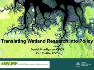 Daniel Murdiyarso, CIFOR
Carl Trettin, USFS
Translating Wetland Research into Policy
 
