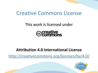 Creative Commons License
This work is licensed under
Attribution 4.0 International License
http://creativecommons.org/licenses/by/4.0/
 