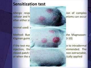 Two perspectives in in vivo testing
1. Utilization of in vivo tests to determine the general
biocompatibility of newly developed biomaterials for which
some knowledge of the tissue compatibility is necessary for
further research and development
2. It focuses on the biocompatibility of the final product,
that is, the medical device in the condition in which it is to
be implanted
10
 