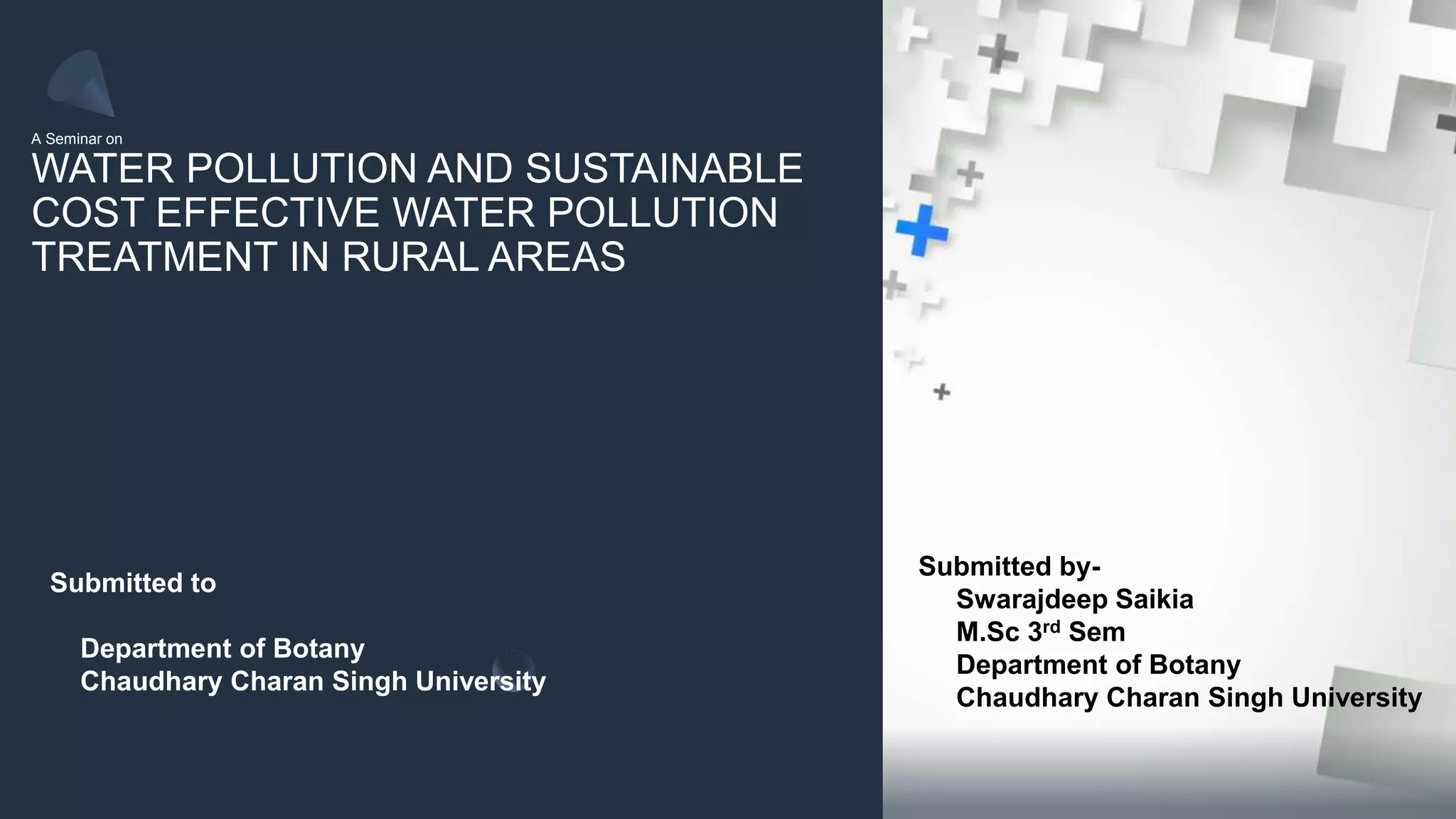 Water pollution and Cost Effective water pollution in rural areas PPT
