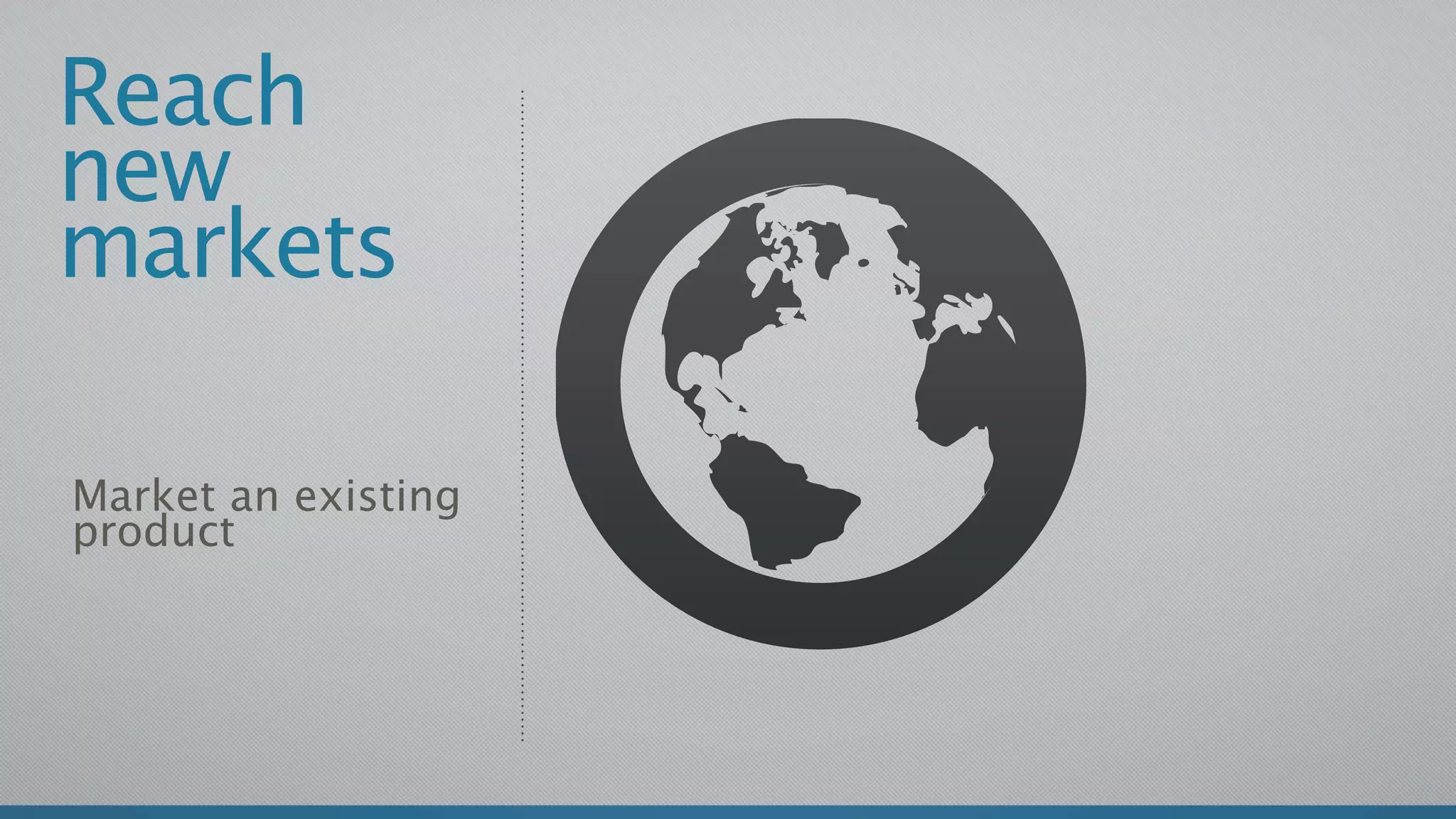 Reach
new
markets

Market an existing
product
 