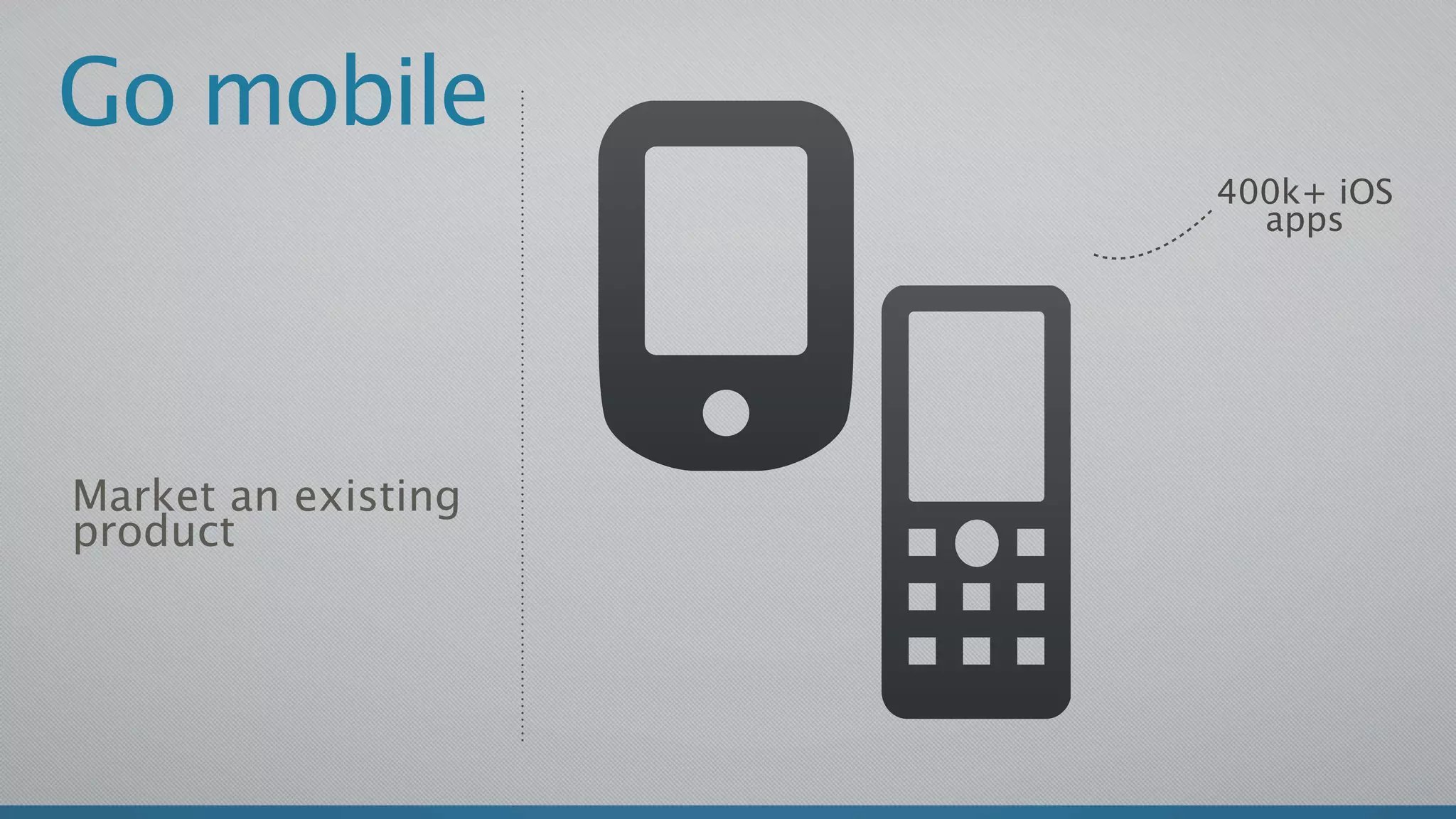 Go mobile
                     400k+ iOS
                       apps




Market an existing
product
 