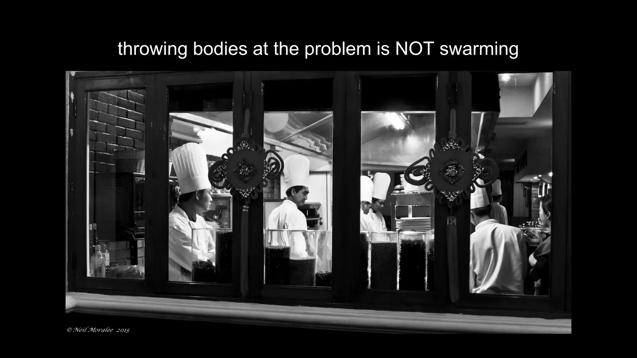 throwing bodies at the problem is NOT swarming
 