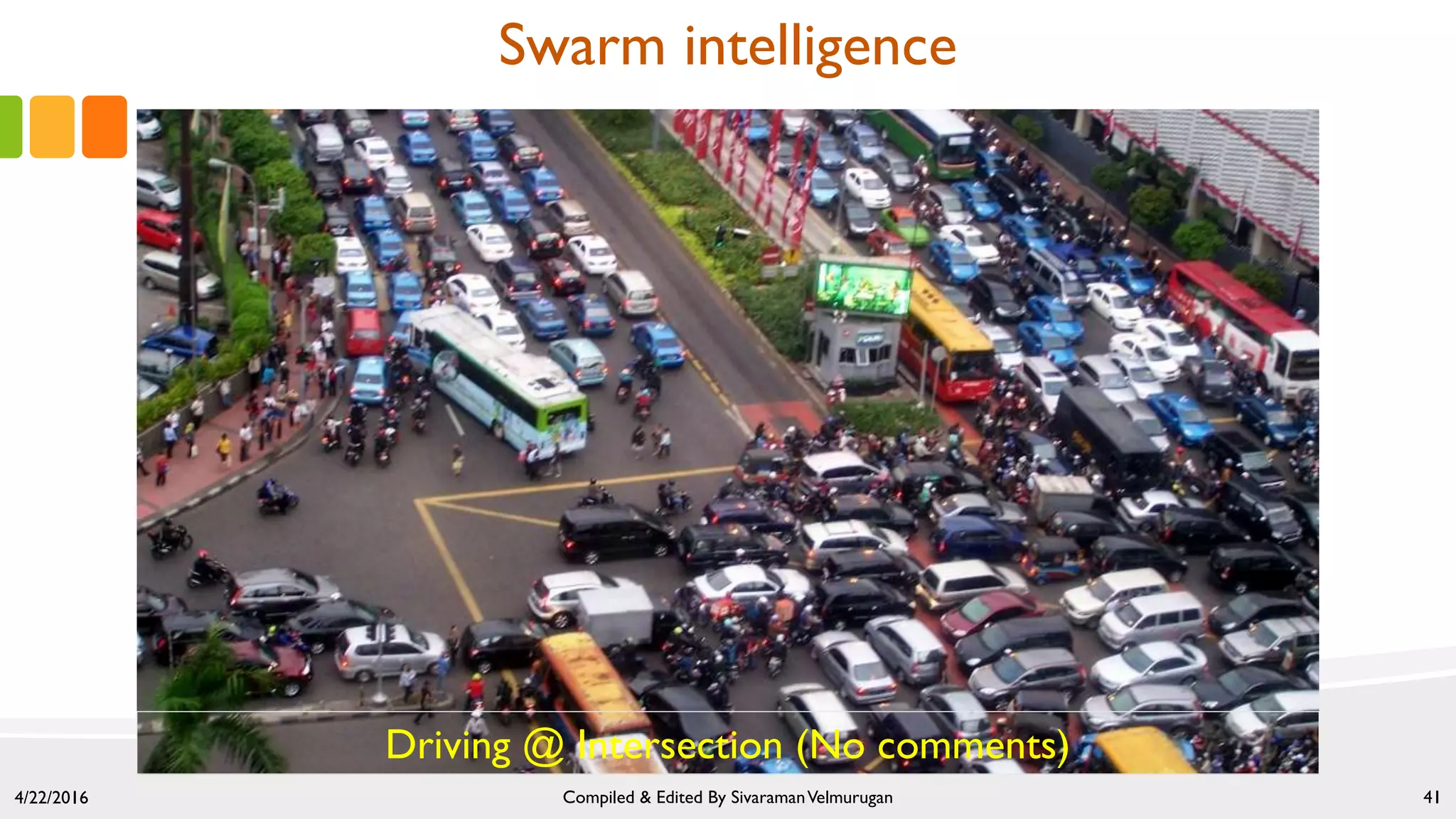 4/22/2016 Compiled & Edited By SivaramanVelmurugan 41
Driving @ Intersection (No comments)
Swarm intelligence
 