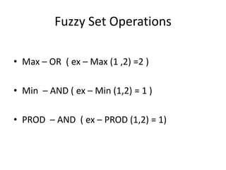 Types of Membership FunctionsSingleton Functions. – Only for 2 possibility		Ex- inside , outsideTrapezoidal Function.- More than 2 possibility		Ex – Low , Medium ,High