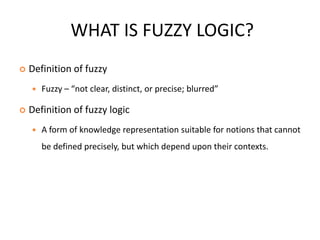  WHAT IS FUZZY LOGIC?Definition of fuzzy