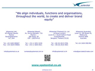 “We align individuals, functions and organisations,
throughout the world, to create and deliver brand
equity”

Take a look at our website
to find out more about us:
www.xpotential.co.uk

©XPotential 2014

36

 