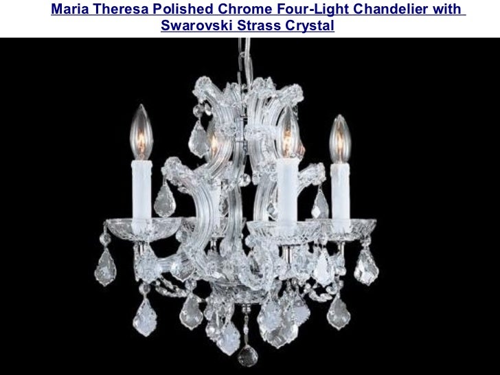 Swarovski Strass Crystal Chandeliers Maria Theresa Four Light Chandelier With Golden Teak Swarovski Strass Crystal 3