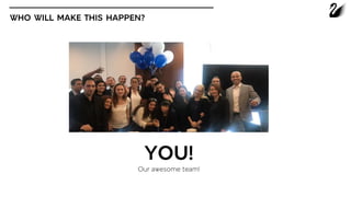 WHO WILL MAKE THIS HAPPEN?
YOU!
Our awesome team!
 