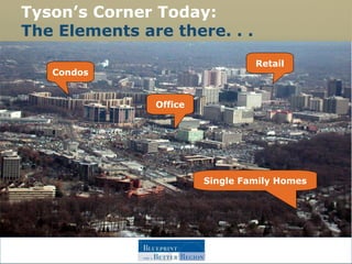 Tyson’s Corner Today:   The Elements are there. . . Condos Retail Office Single Family Homes 
