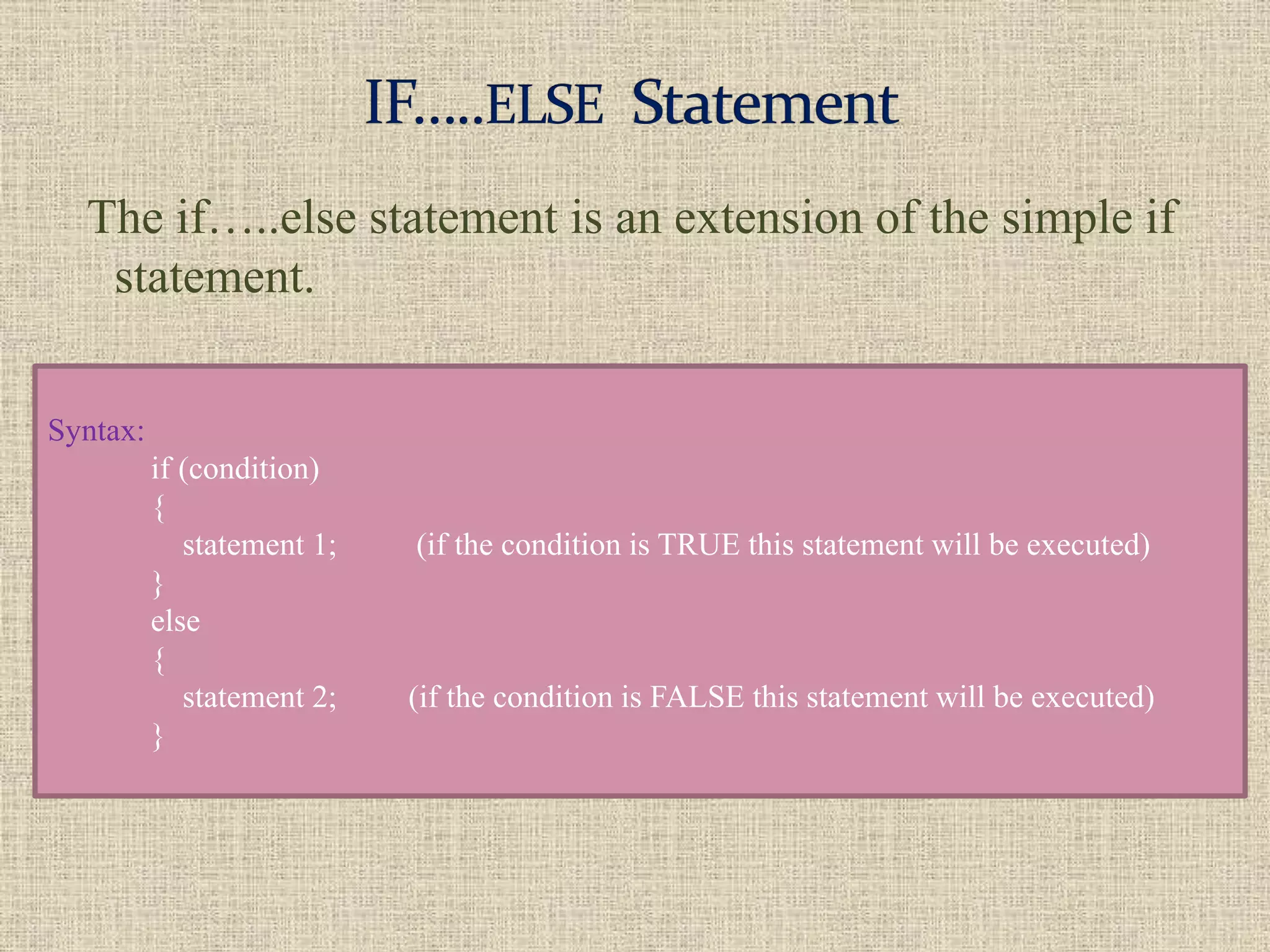 Decision Making Statement in C ppt | PPTX