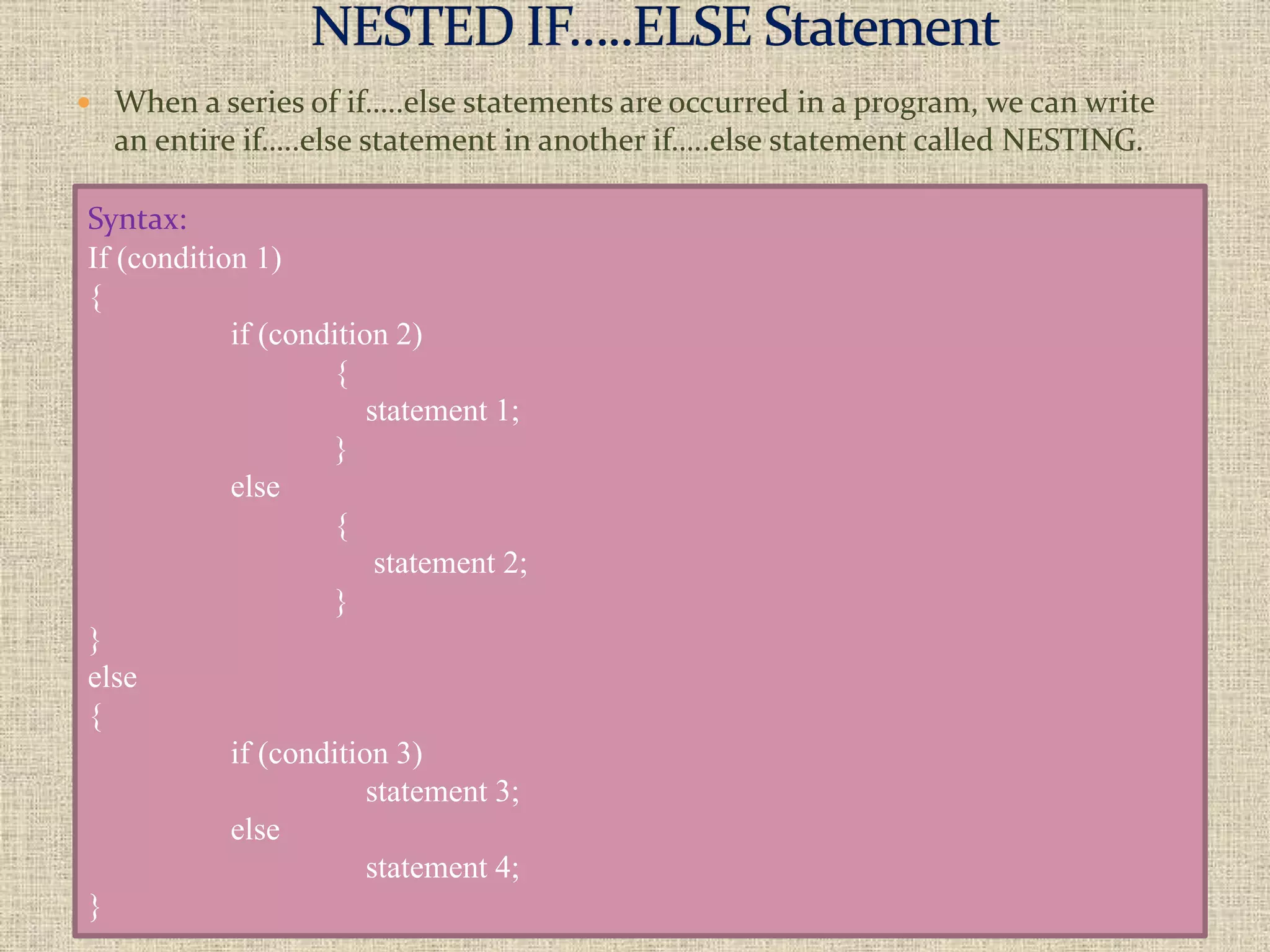 Decision Making Statement in C ppt | PPTX