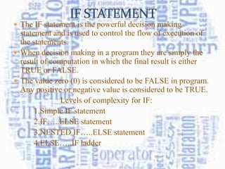 Decision Making Statement in C ppt | PPTX