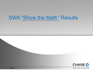 SWA “Show the Math” Results
Strictly Private and Confidential1/21/2014
 