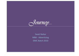 Journey…
   Swati Nahar
 MBA - Advertising
 SIMC Batch 2010
 