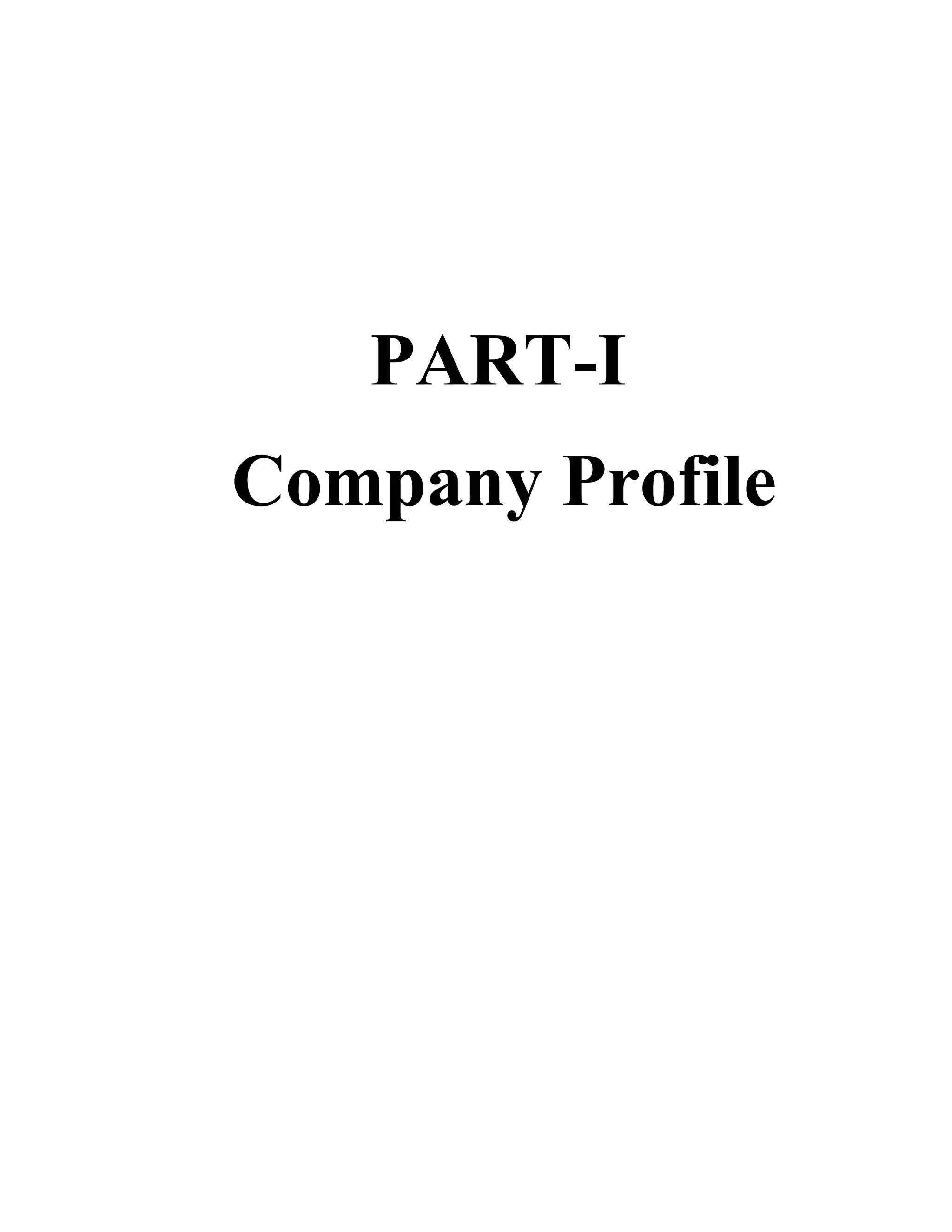PART-I
Company Profile
 