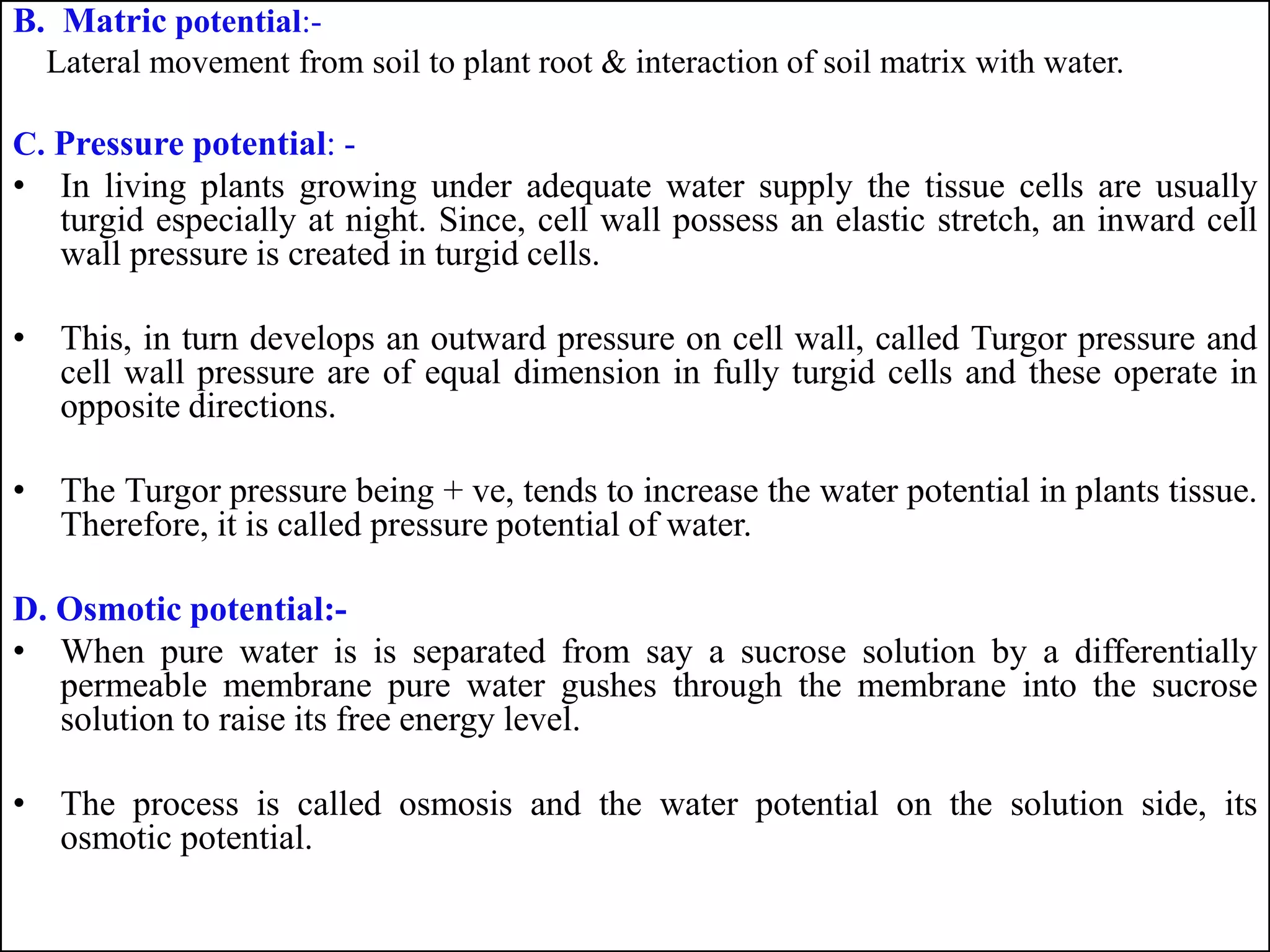 Metric Potential Soil -water -plant relationship | PPTX