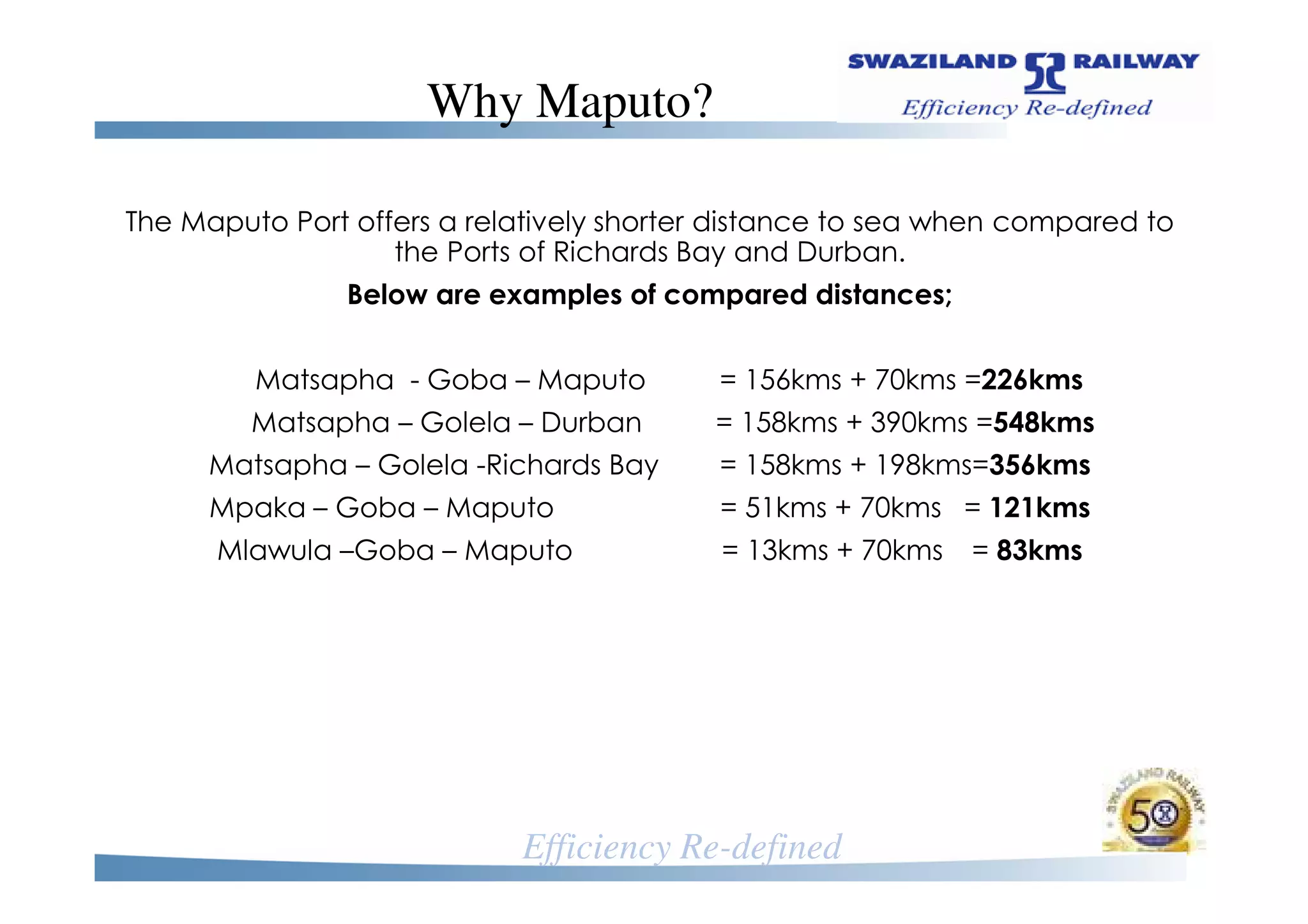 Maputo Development Corridor update: Swaziland Rail | PDF