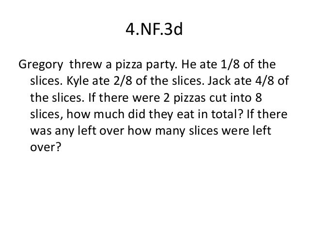Common Core Fraction problems- 4th grade