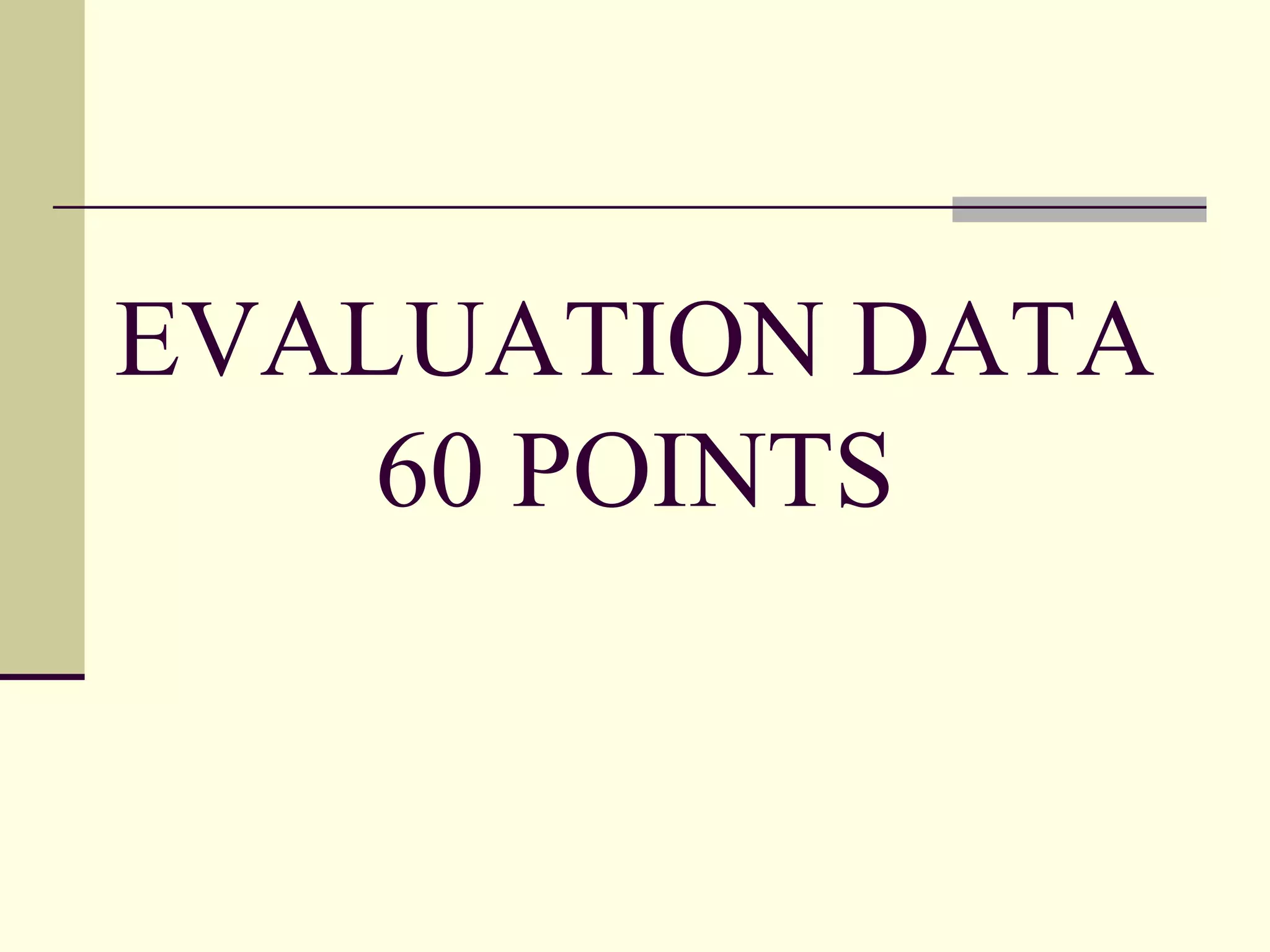 EVALUATION DATA
    60 POINTS
 