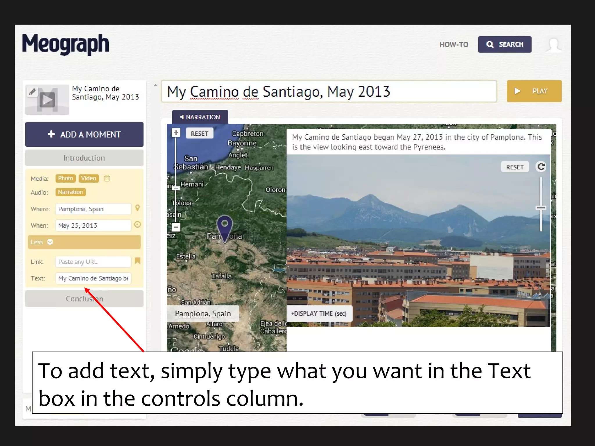 To add text, simply type what you want in the Text
box in the controls column.
 