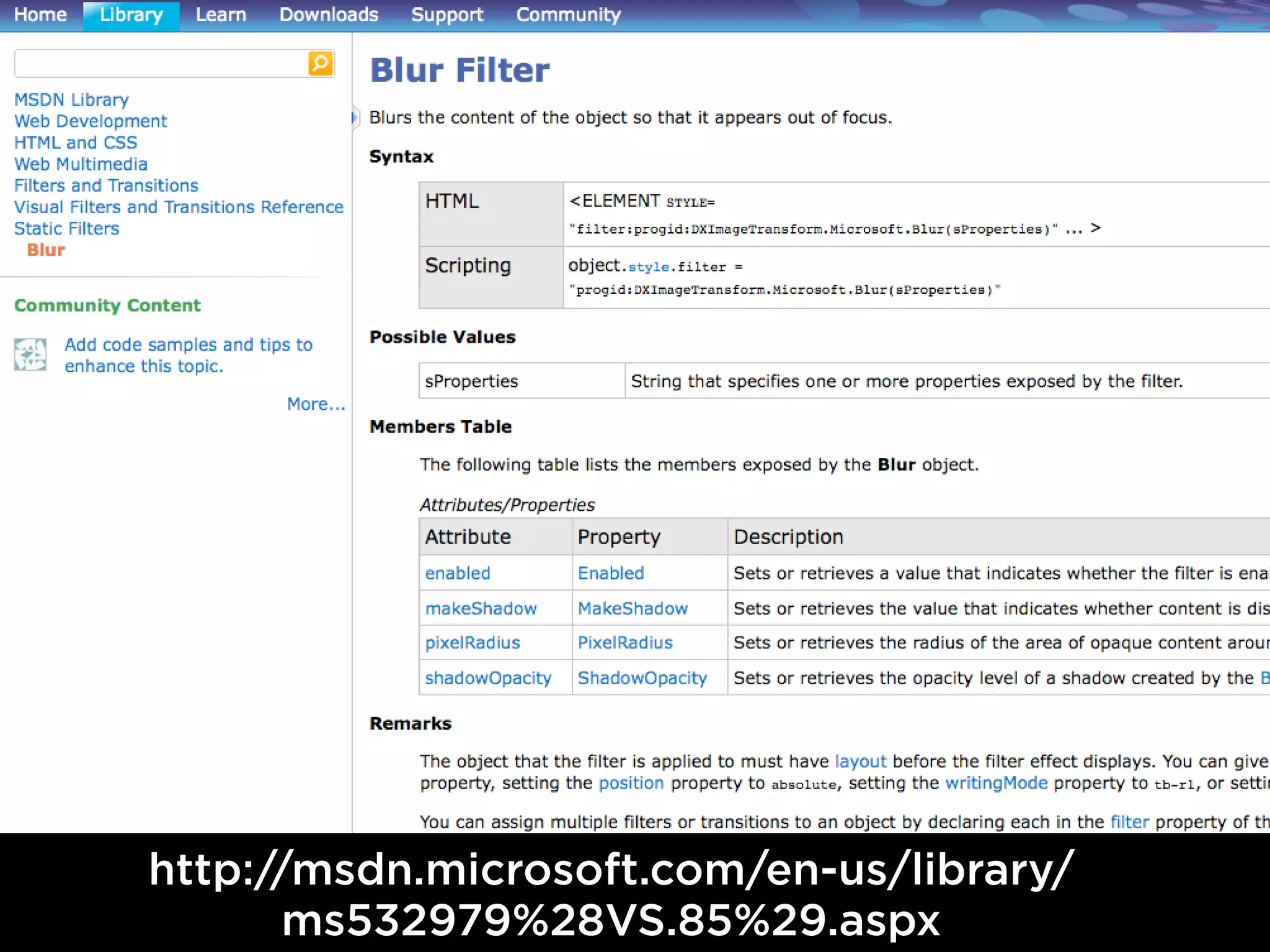 One of the most
pointless IE filters
ever created is
blur().
  http://msdn.microsoft.com/en-us/library/
         ms532979%28VS.85%29.aspx
 