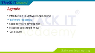 Agenda
• Introduction to Software Engineering
 Software Processes
• Rapid software development
• Practices you should Know
• Case Study
 
