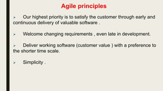 Agile Scrum
 Many projects fail to deliver value in either a timely fashion or at all
For both technical and non-technical reasons. So agile allows us to
focus on delivering the highest business value in the shortest time.
 For progress in project , software is developed and delivered in
small iterations (Sprints).
 It helps the business to see the work , or want to receive product
benefit earlier or help in later changes .
 