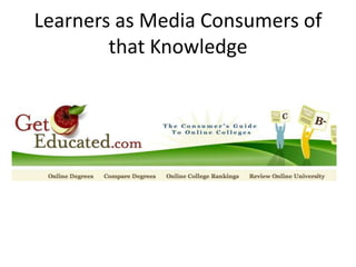 Learners as Media Consumers of
        that Knowledge
 