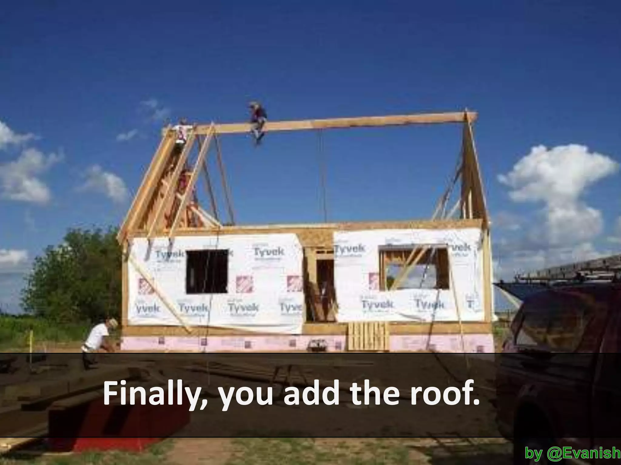 Finally, you add the roof.

 