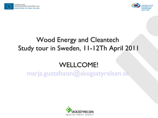 Wood Energy and Cleantech  Study tour in Sweden, 11-12Th April 2011 WELLCOME! [email_address]   